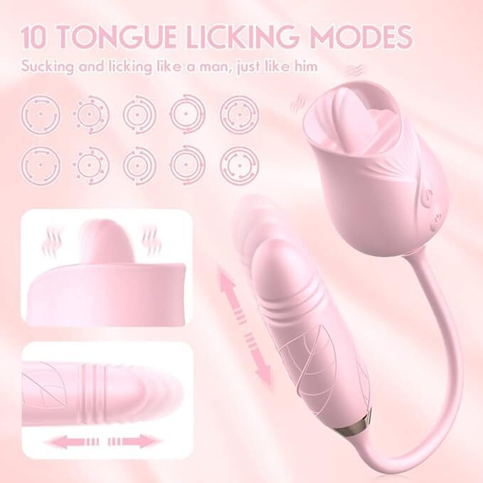 Rechargeable Licking Thrusting Vibrator Clit Tongue Oral Massager Women Toys