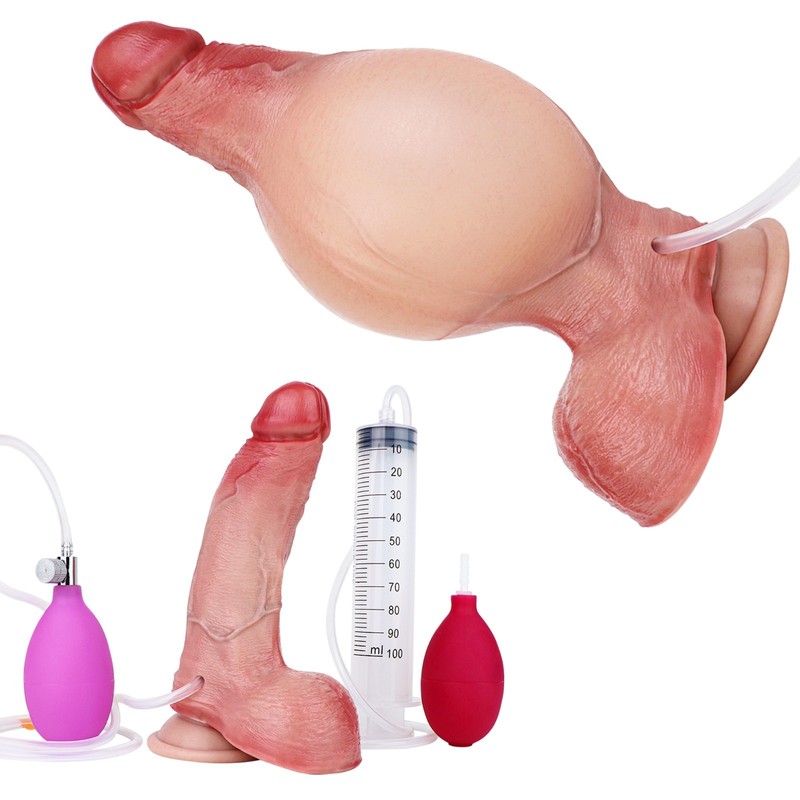 Inflatable Squirting Ejaculation Dildo Strong Sucker Anal Plug Silicone Dong Toy gallery