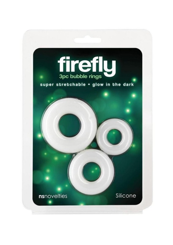 Firefly Glow in the Dark Bubble Rings Stretchable Silicone Cock Ring Set gallery