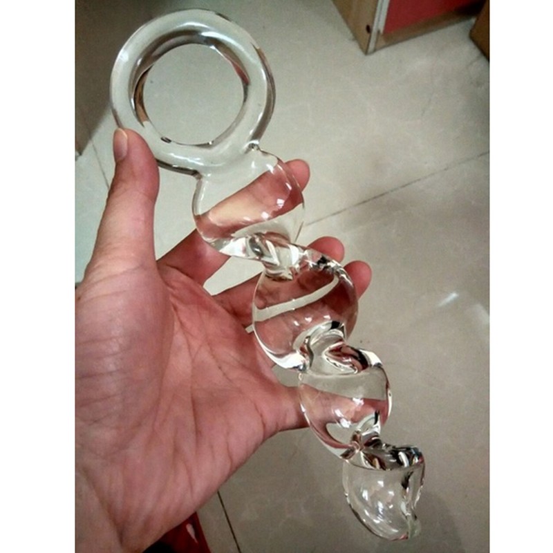 Spiral Crystal Glass Anal Dildo Sex Toys Butt Plug Massager Stimulation Wand Men