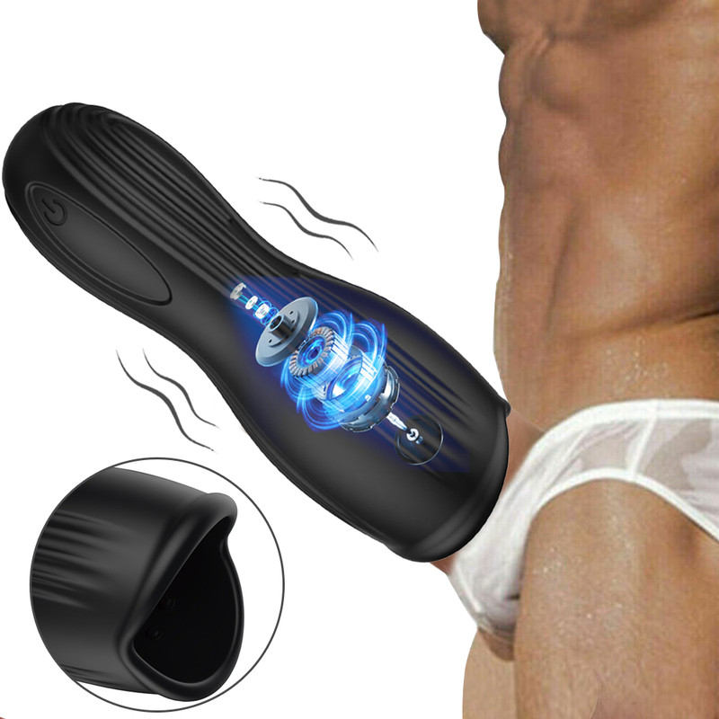 Male Masturbator Penis Vibrator Glans Stimulator Trainer Adult Toys for Men Sex