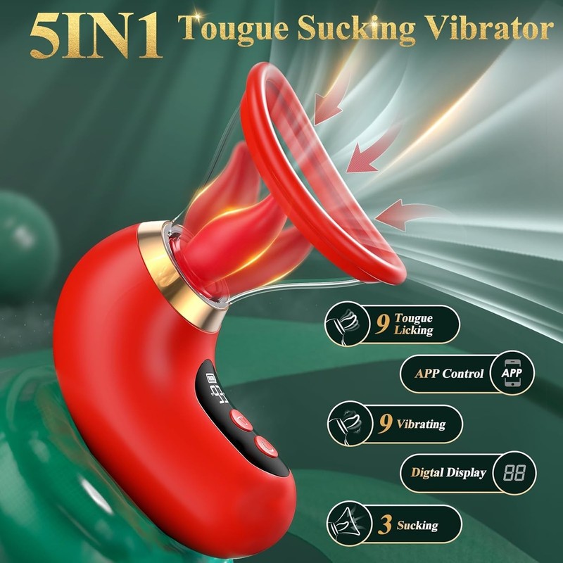 Vibrator Adult Sex Toys for Women - 5IN1 Sucking Vibrator Rose Sex Toy, 3 Suckin gallery