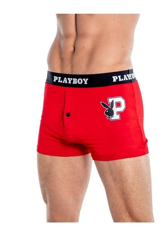 Playboy Mens Varsity Boxer Briefs - Red/White - Small gallery