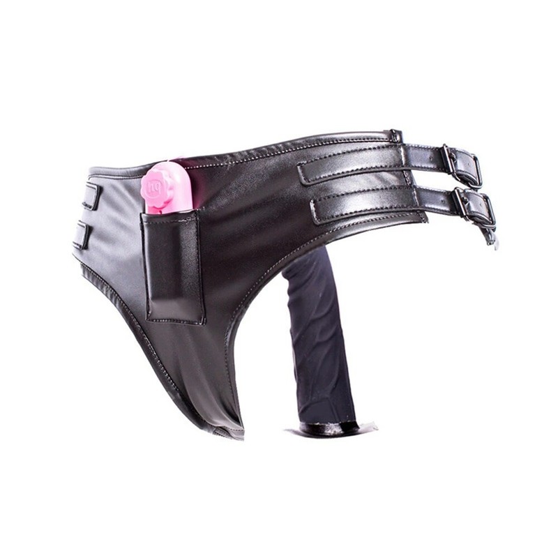 PU Chastity Pants Underwear with Vibration Dildo Plug Vaginal Massager Bondage gallery
