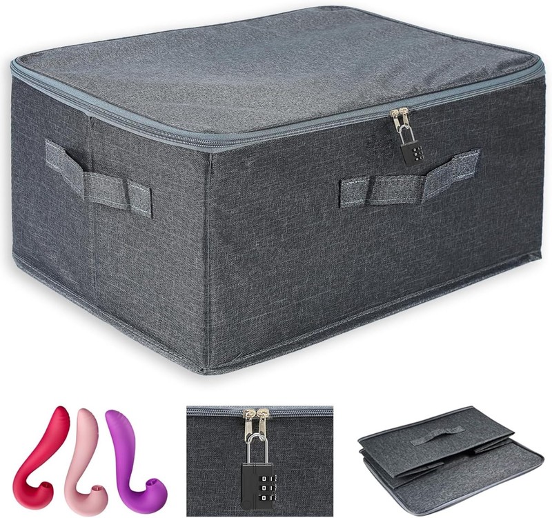 Turesmith Lockable Sex Toy Storage Box – Discreet Adult Toy Case with Combinat