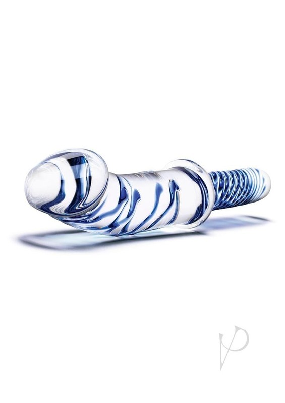 Glas Realistic Double Ended Glass Dildo with Handle 11in - Clear/Blue gallery
