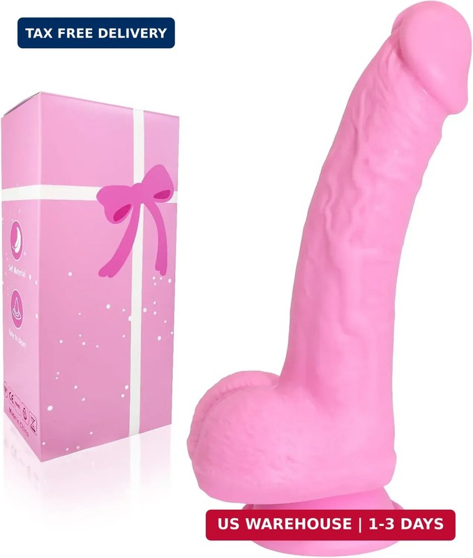 8 Inch Pink Realistic Silicone Dildo, Skin-Like Adult Sex Toys, Stimulation Vagi