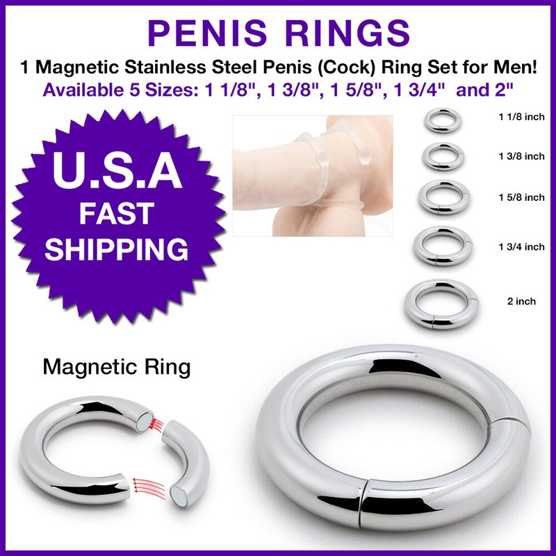 Stainless Steel Magnetic Penis Cock Rings Male Enhancer Ejaculation Delay, 1 pc