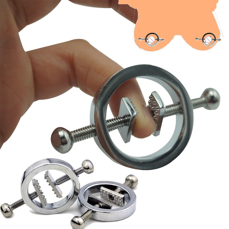 Nipple Clamps Rings Adjustable Male Female Breast Stimulation SM Bondage Sex Toy