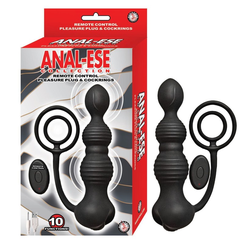 Brand New ANAL-ESE Remote Control Pleasure Plug & Cockring Black