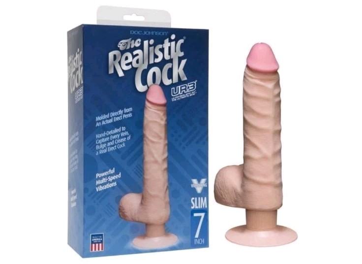 The Realistic Cock Ur3 Slim Vibrating 7&Prime; Multi-Speed Waterproof