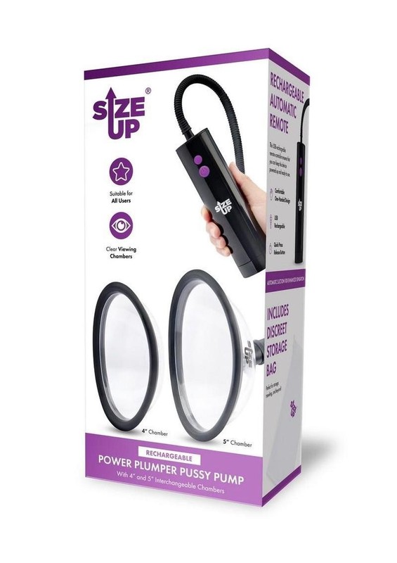 Size Up Rechargeable Pussy Pump Two Chambers – Black/Clear