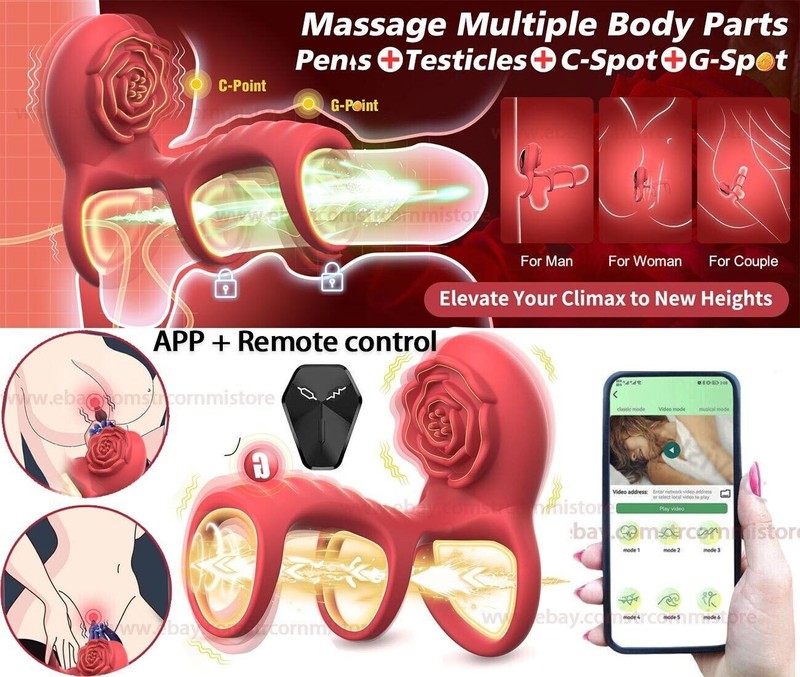 Vibrating Cock Ring Clit G Spot Stimulation Remote Control Rose Couple Sex Toys