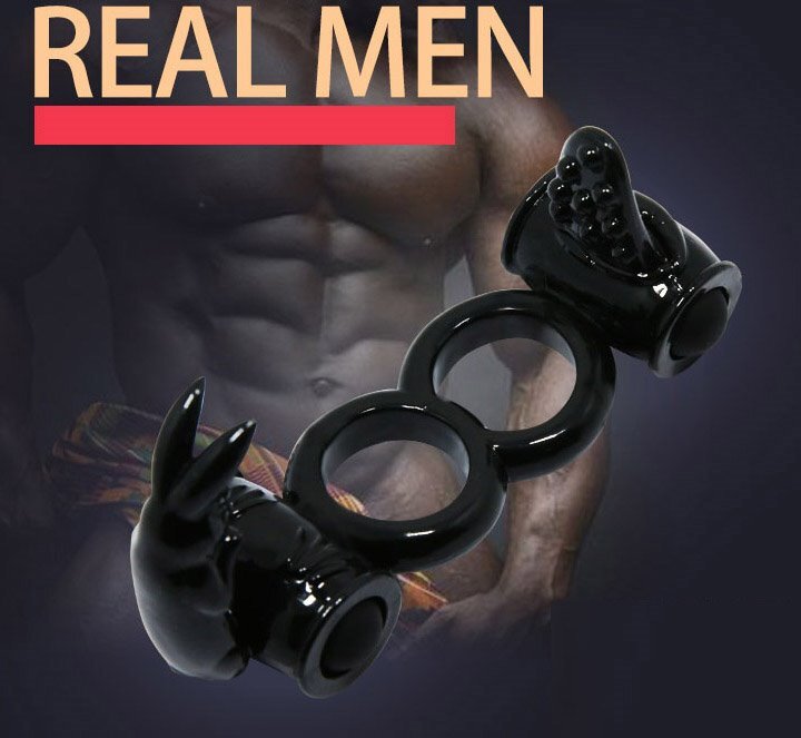 Vibrating Dual Double Penis Cock and Balls Ring Enhancer Lover Couple Sex Toys gallery