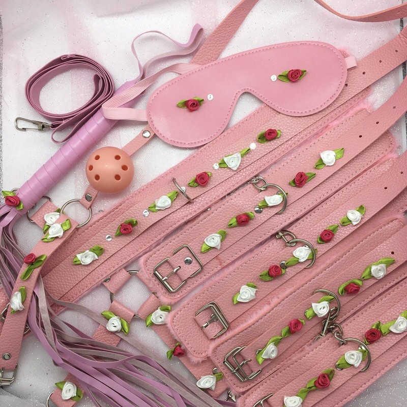 Customized Piece Bondage Kit / Set – Pink – BDSM, DDLG, Petplay Handcuffs Gag