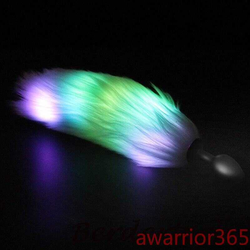 Metal Anal Beads Silicone Butt Plug for Cosplay Luminous Light Tail gallery