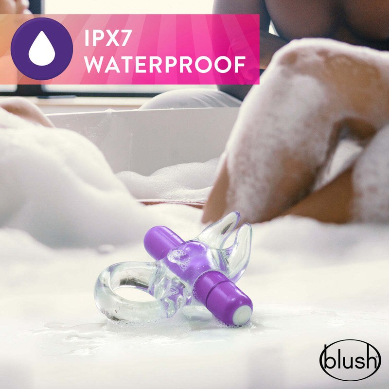 Blush Play With Me Stretchy Fits All Penises Waterproof Bull Vibrating C-Ring gallery