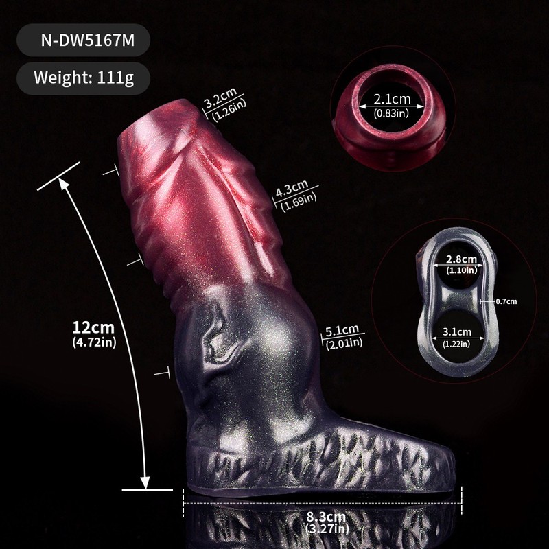 Fantasy Monster Penis Sheath Textured Male Enlarger Extender Cock Sleeve Sex Toy