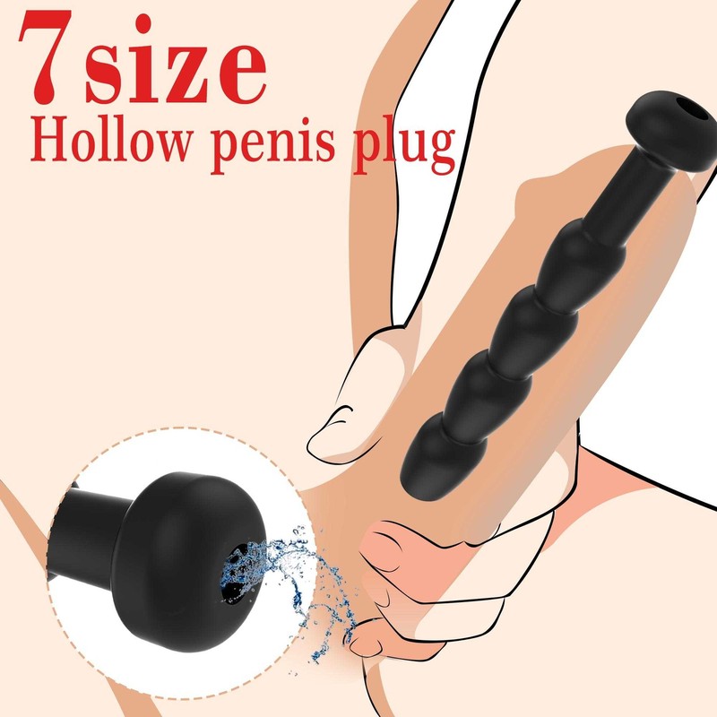 Silicone Penis Plug Soft Hollow Multiple Beads Urethral Dilators Sex Toy for Men gallery