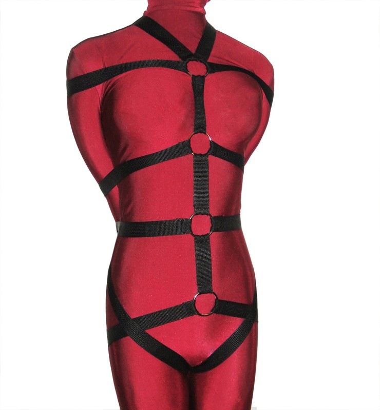 Men&rsquo;s Five-Point Poly Webbing Bondage Harness (Crotch Opening)