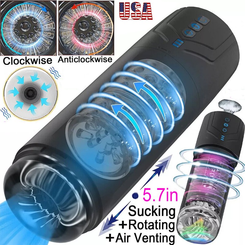 Male Masturbaters Automatic HandsFree Rotating Cup Thrusting Stroker Men Sex Toy