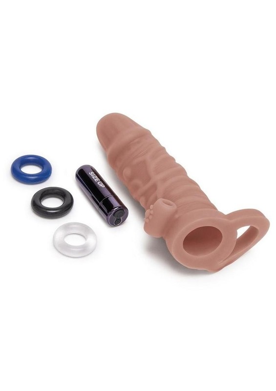Size Up Silicone Vibrating Realistic Penis Extender with Ball Loop 1in gallery
