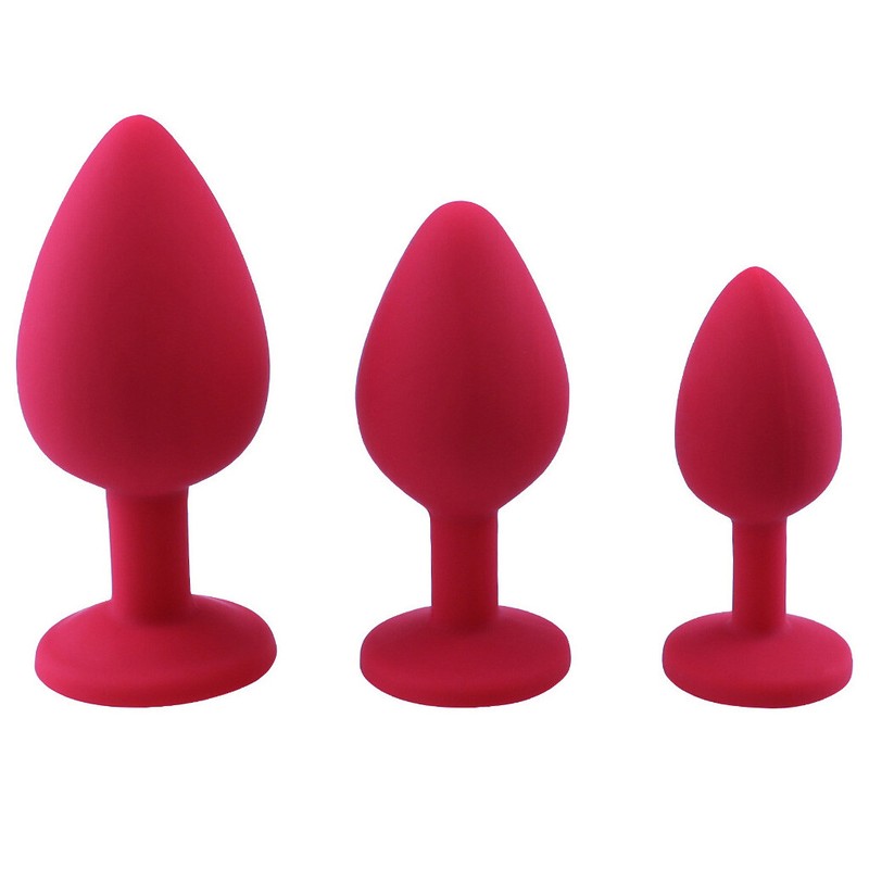 3 Size Silicone Gem Anal Training Plug Kit Anal Sex Toys for Men Women Couples gallery