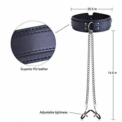 Faux Leather Collar With Breast Clamp Steel Nipple Clip Mouth Gag Sex toys BDSM gallery