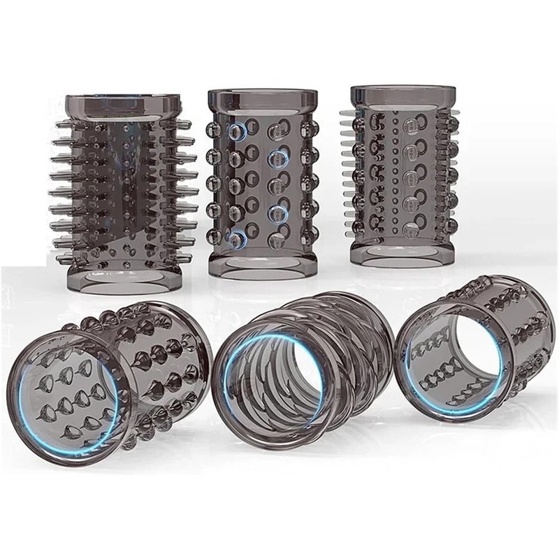Penis Sleeve Girth Cock Rings with 6 Stretchy Textured Studded Stretchy Couple