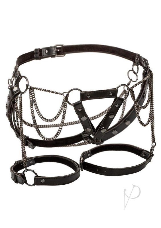 Euphoria Collection Thigh Harness with Chains - Plush Size - Black gallery