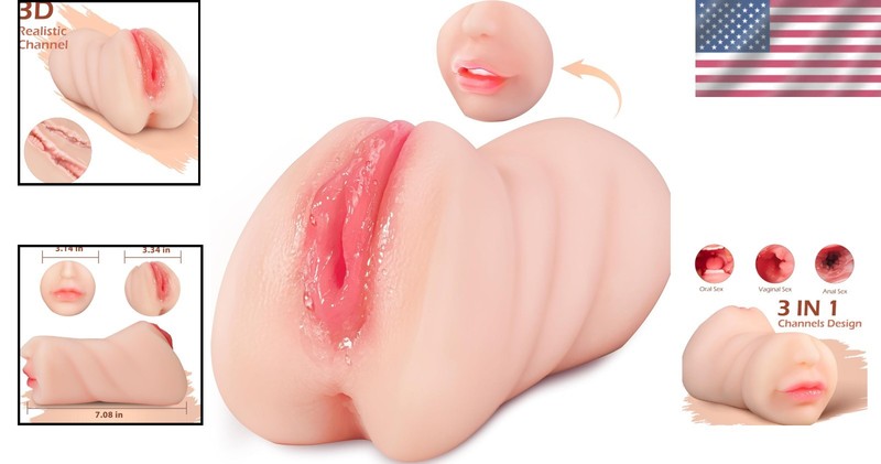 3 in 1 Male Masturbator with Realistic Face and Textured Mouth Vagina Anus gallery