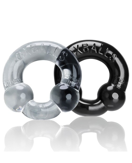 Oxballs Ultraballs Cock Rings – Black/Clear Pack of 2