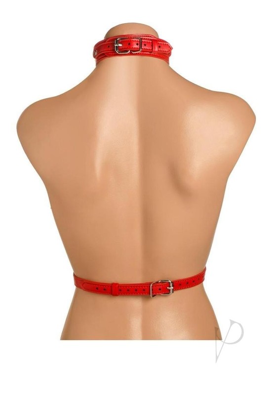 Master Series Vixen Female Chest Vegan Leather Harness - Red gallery