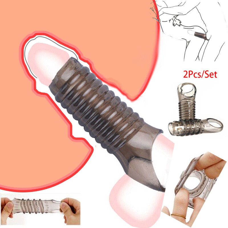 Reusable Penis Sleeve Cock Ring Delay Ejaculation Dildo Enlarge Erection Sex Toy