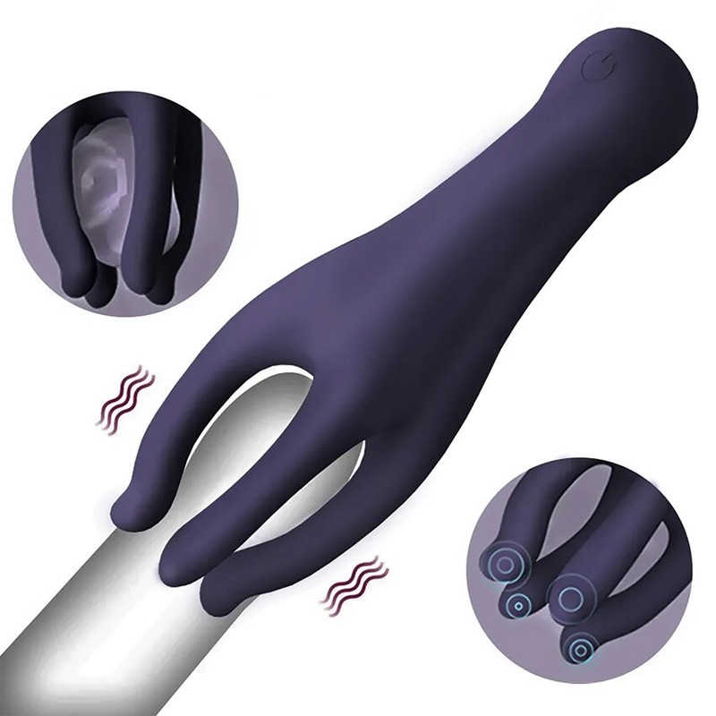 Penis Massager Glans Vibrator Male Enhancer Enlarger Balls Scrotum Masturbator