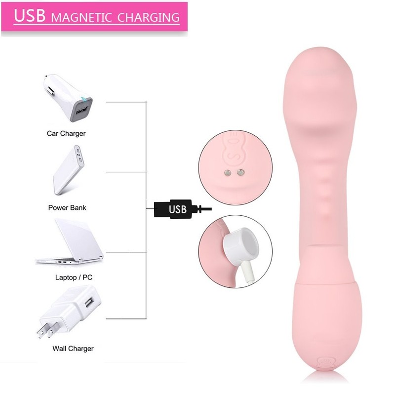 Rechargeable Clitoral Air Sucking Stimulator Rotating Bead G spot Massager Dildo gallery