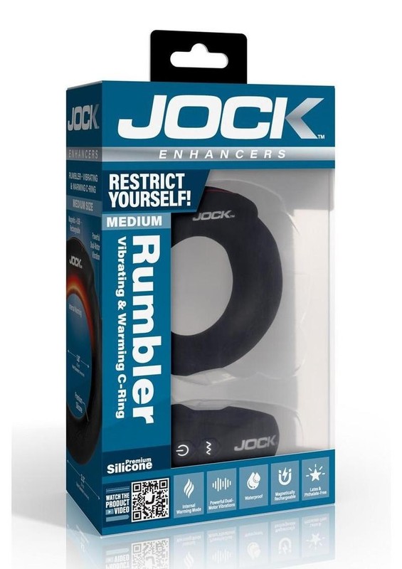 Jock Rumbler Vibrating & Warming Rechargeable C-Ring 1.8in with Remote