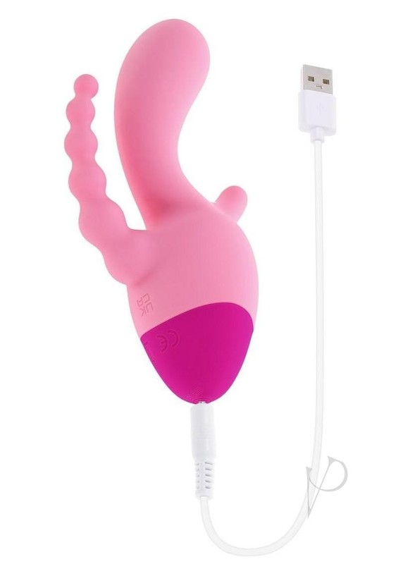 Selopa Game On Rechargeable Silicone Triple Stimulation Vibrator - Pink gallery
