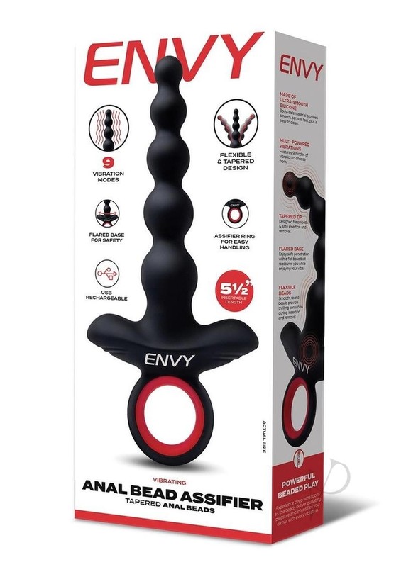 Envy Vibrating Silicone Rechargeable Anal Bead Assifier – Black