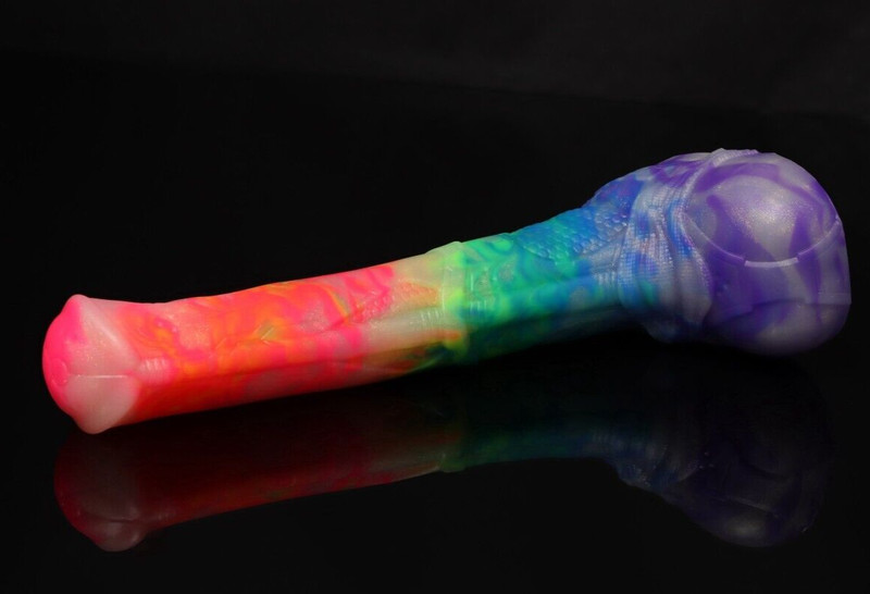 NEW Bad Dragon VECTOR Fantasy SMALL UV GLOW Silicone Dildo GOLD AURORA Rare