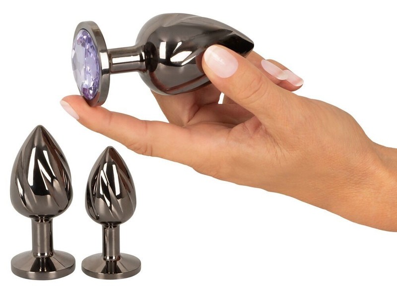 3 Butt Plug Metal Kit with Gem Anal Training Various Sizes and Weights gallery