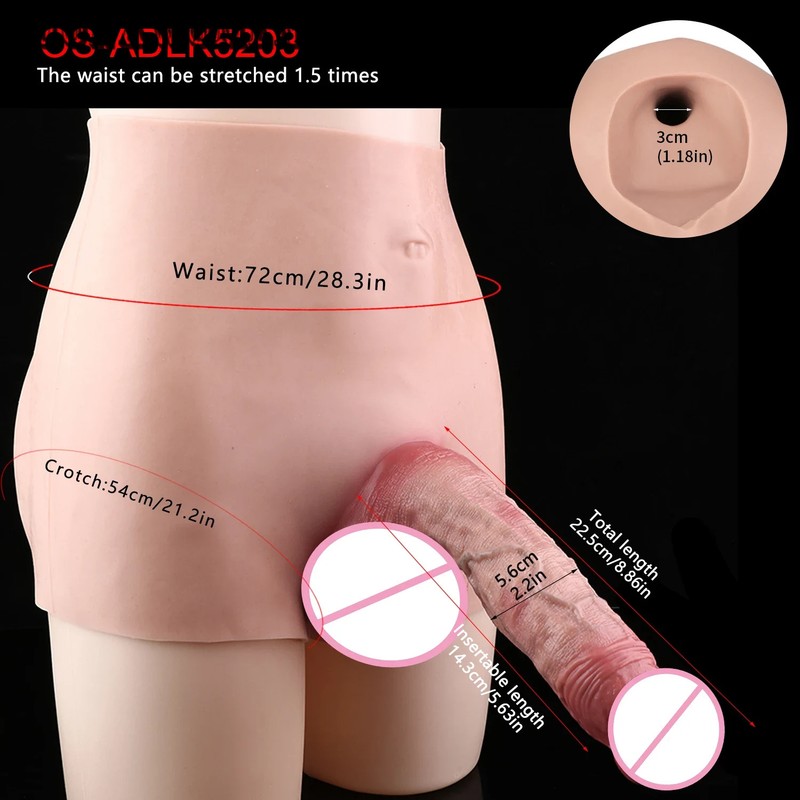 Dark Color Skin Touch Pants With Veins Large Hollow Dildo Silicone Dick Extender gallery