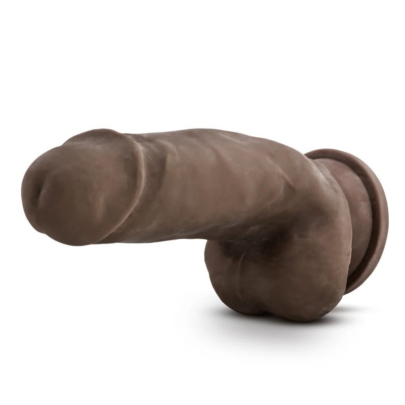 7&Prime; Black Realistic Extra Thick Girth Dildo Dong Cock with Balls and Suction Cup