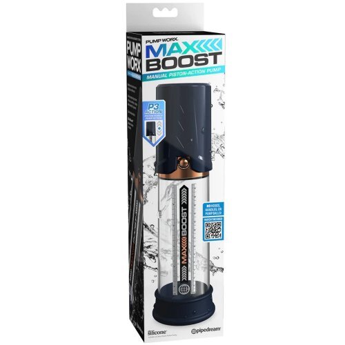 Pump Worx Max Boost Manual Piston-Action Pump - Blue and Clear gallery