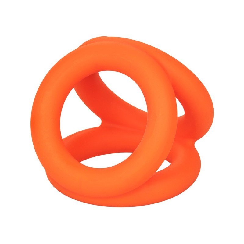 Ultra Soft Liquid Silicone Tri-Ring Penis Cock Ball Ring Male Enhancer Orange gallery