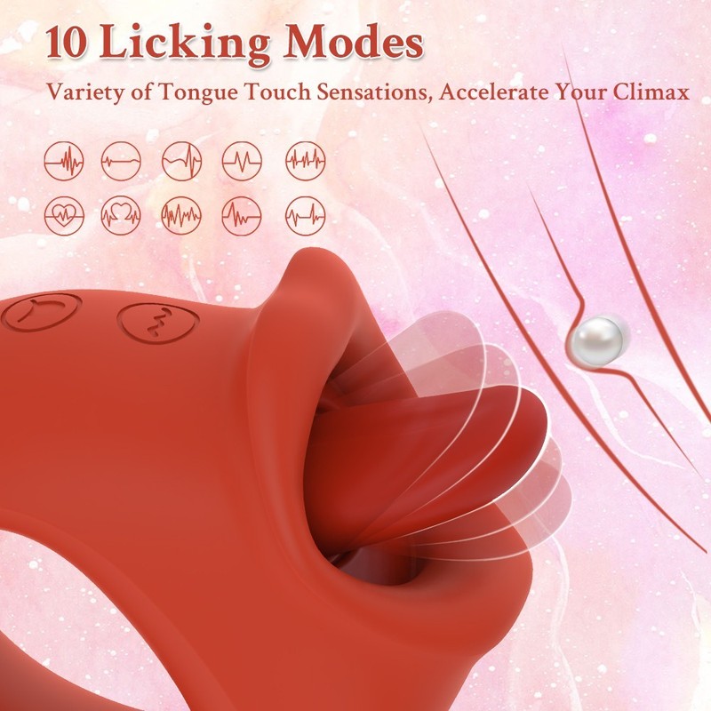 Hands-Free Clitoral Suction Ring Vibrator 10 Modes Licking Tongue Stimulator Toy gallery