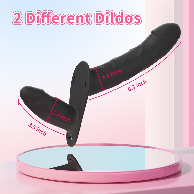 Remote Strap-On Harness Adjustable Belts Vibrator Lesbian Sex Toy Dual Dildo US gallery