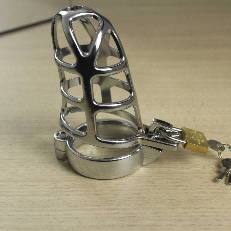 Metal Chastity Cage Penis Lock Device 40/42/45/50mm Cock Ring Sex Toy for Men SM