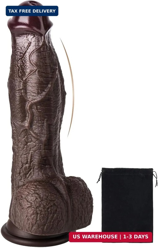 8.5 Inch Realistic Black Dildo, BBC Curve Dildos with Suction Cup for Hands-Free