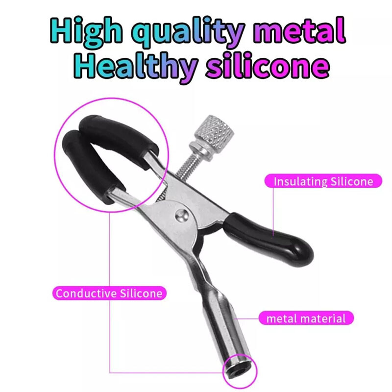 Electric Shocking Control Nipple Clips with Wire E-STIM Accessory Host Set gallery